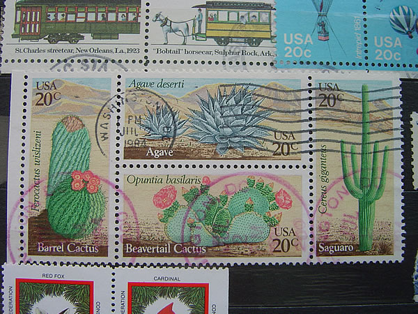 Vydání pošty USA – soutisk 4 známek s kaktusy